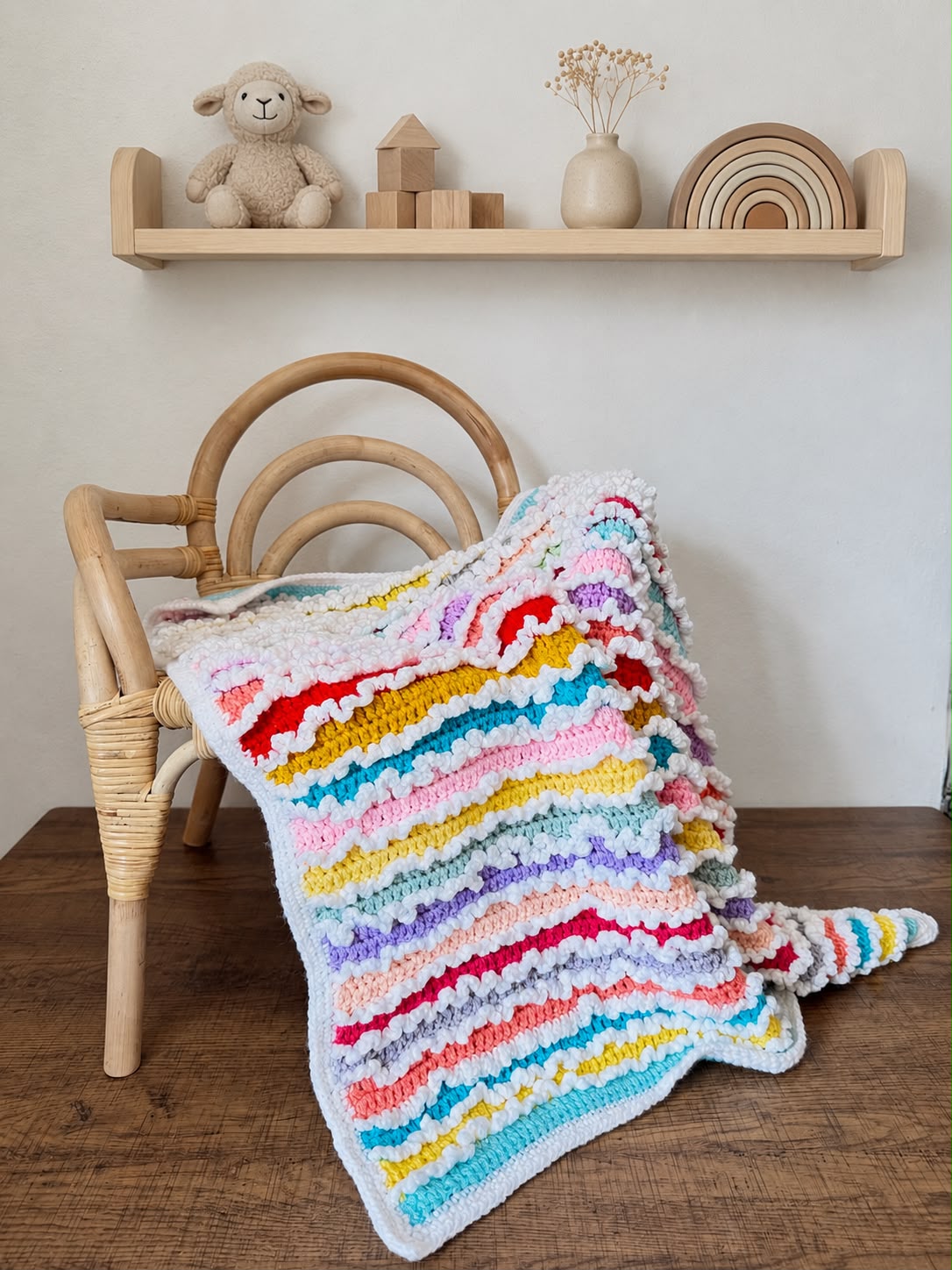 Rainbow Ruffle Blanket